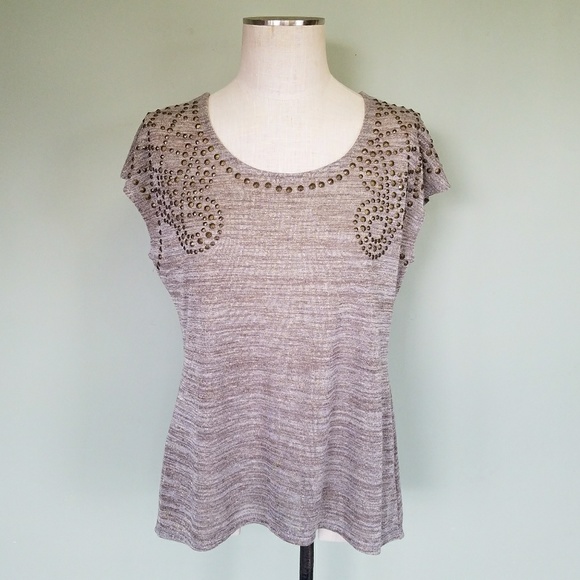 Cato Tops - Cato Studded Metallic Blouse